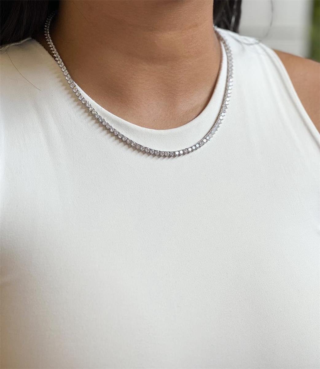 Colar Riviera Incolor | Banhado no Ródio Branco