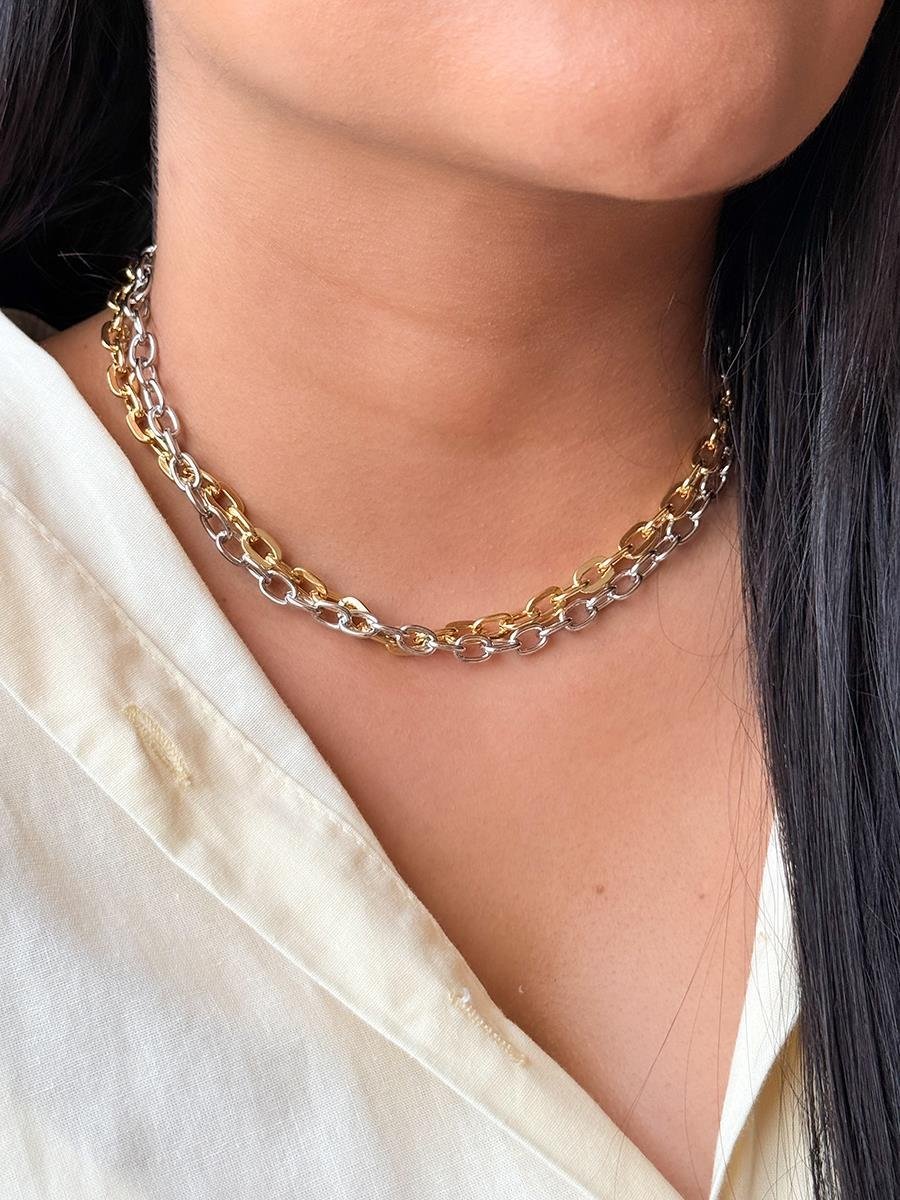 Colar Elo Cartier 7MM | Banhado a Ródio Branco.