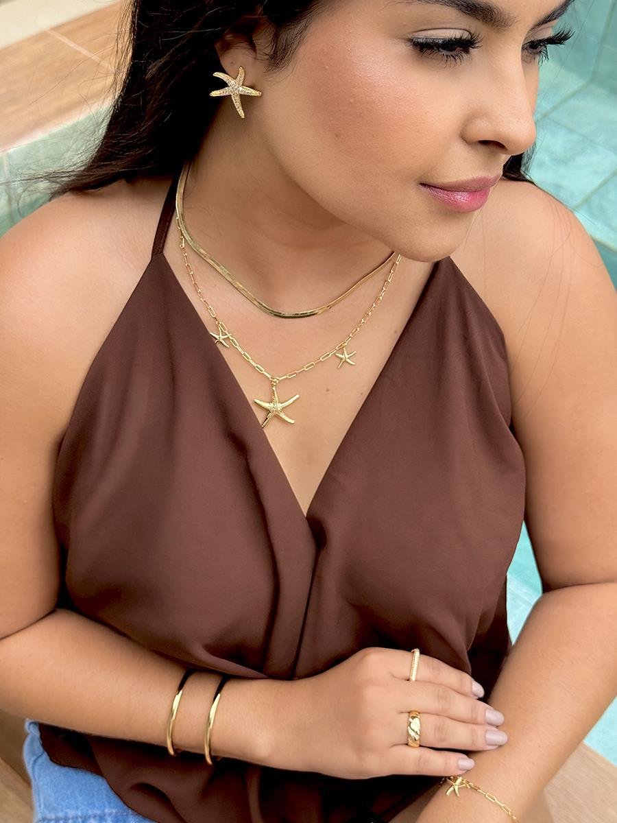 Colar Cartier com Estrela do Mar | Banhado a Ouro.