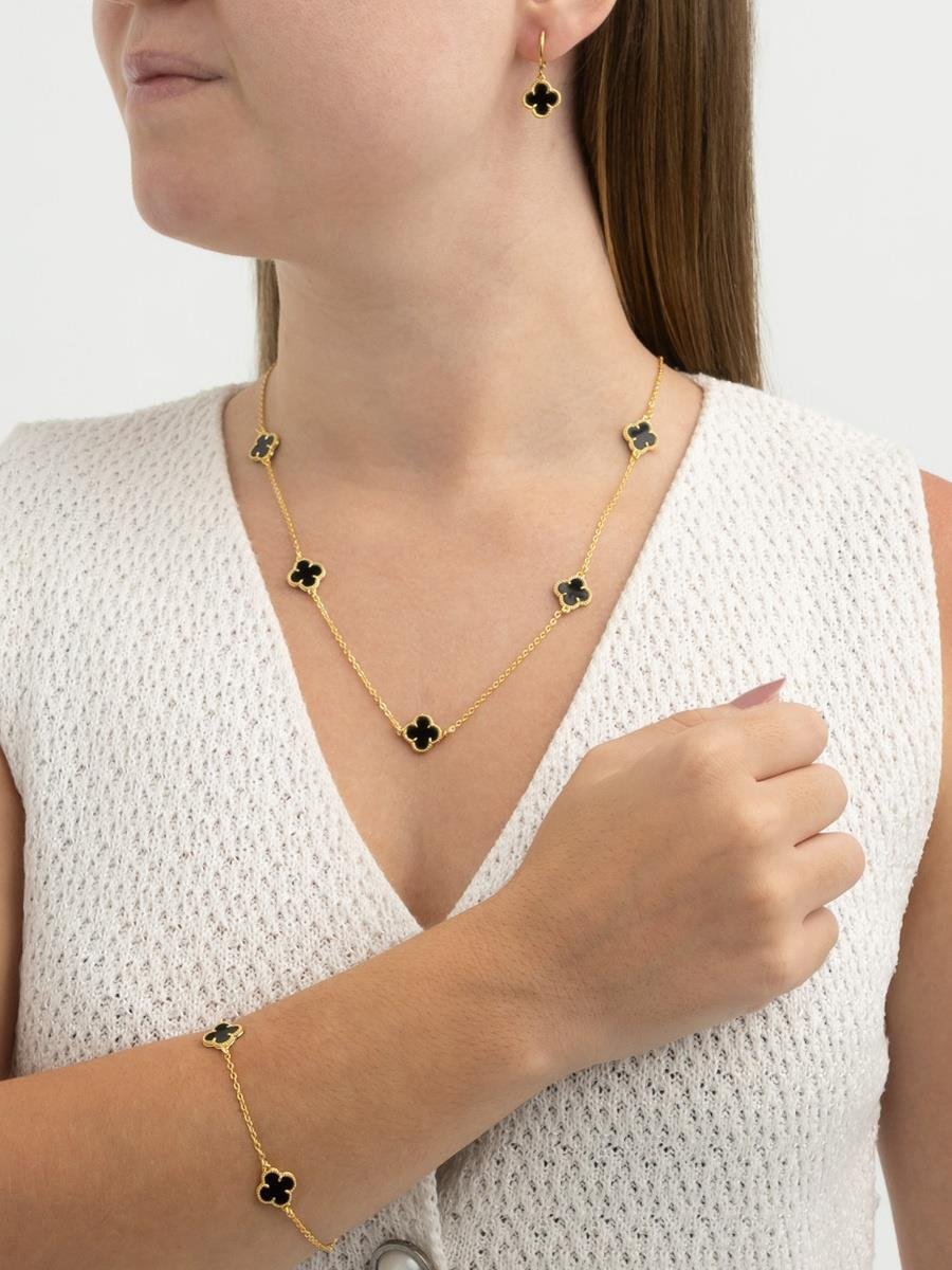 Colar Trevo Longo | Banhado a Ouro.