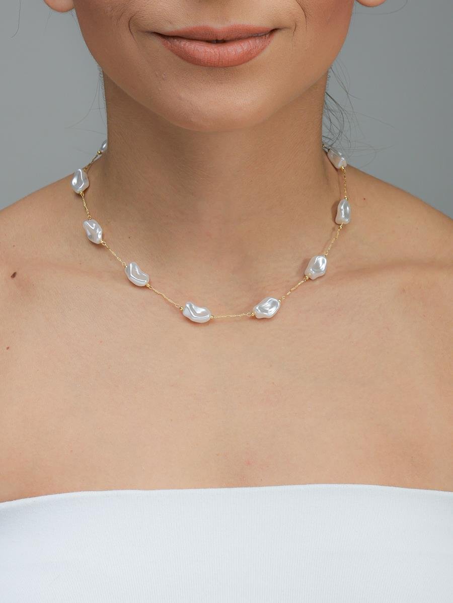 Choker Pérola Orgânica | Banhado a Ouro.