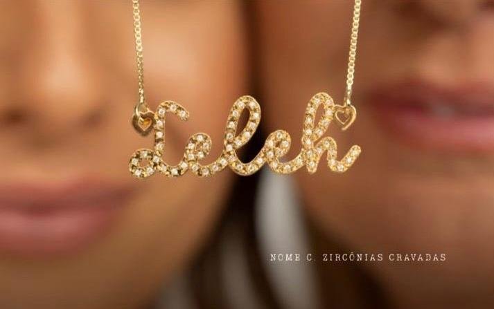 Colar Nome Personalizado Cravejado | Banhado a Ouro.