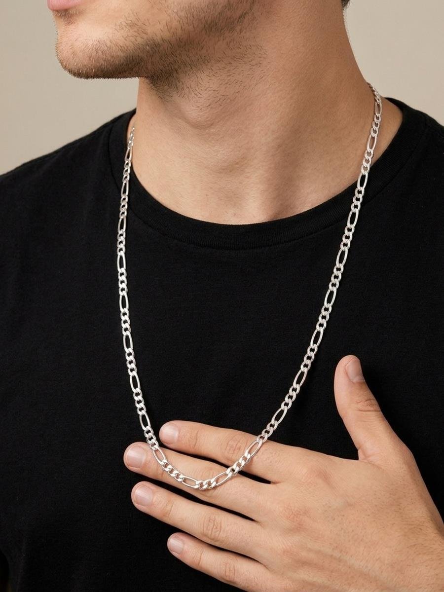 Corrente Elo Fígaro 2.5MM | Masculino | Banho de Prata.