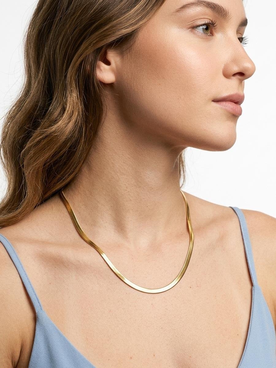 Colar Malha Fita 2.5 MM | Banhado a Ouro.
