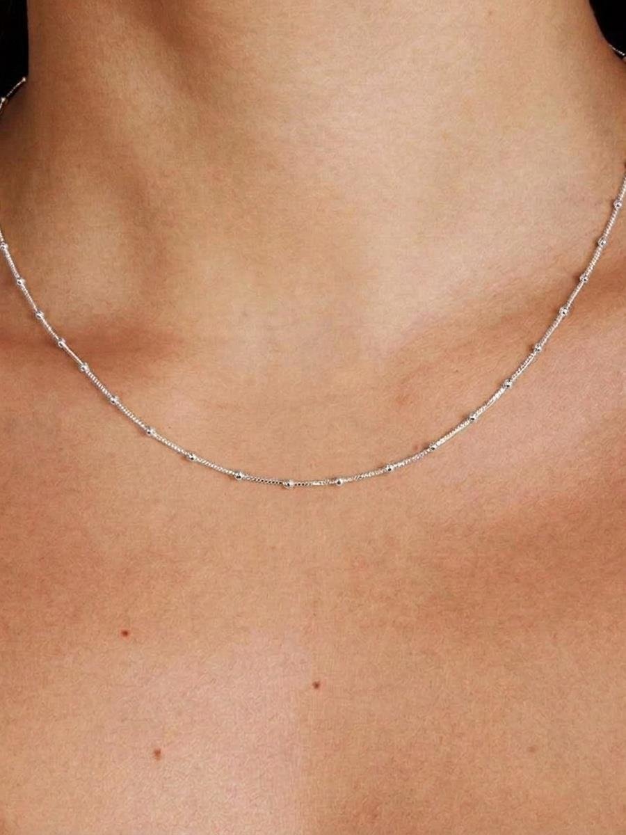 Choker Veneziana com Bolinha | Banho de Prata.