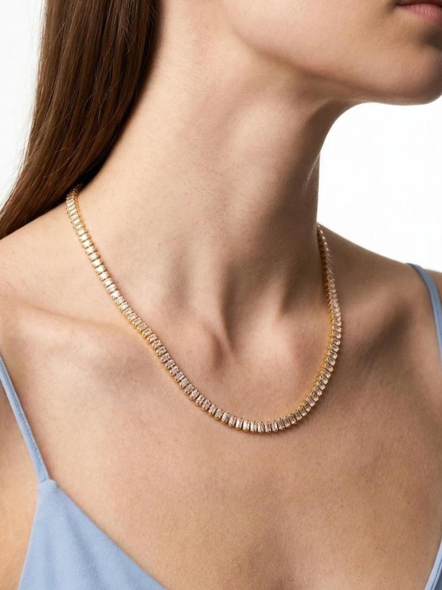 Colar Riviera Baguete | Banhado a Ouro.