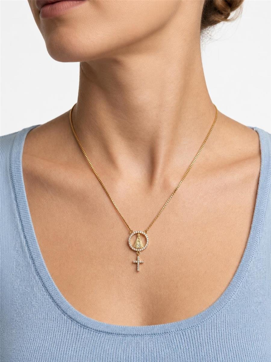 Colar Nossa Senhora Cravejado | Banhado a Ouro.