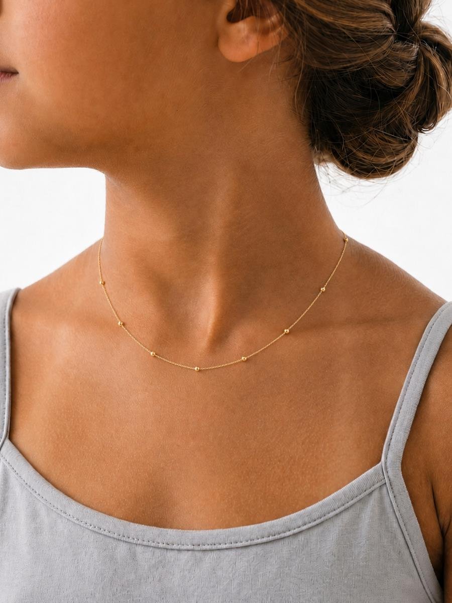 Colar Veneziana com Bolinhas | Infantil | Banhado a Ouro.