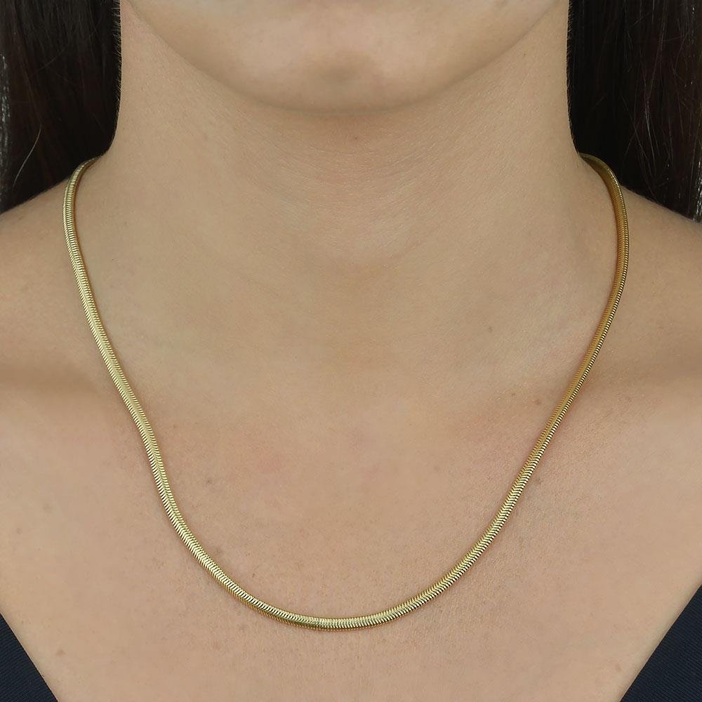 Colar Malha Serpente 3 MM | Banhado a Ouro.