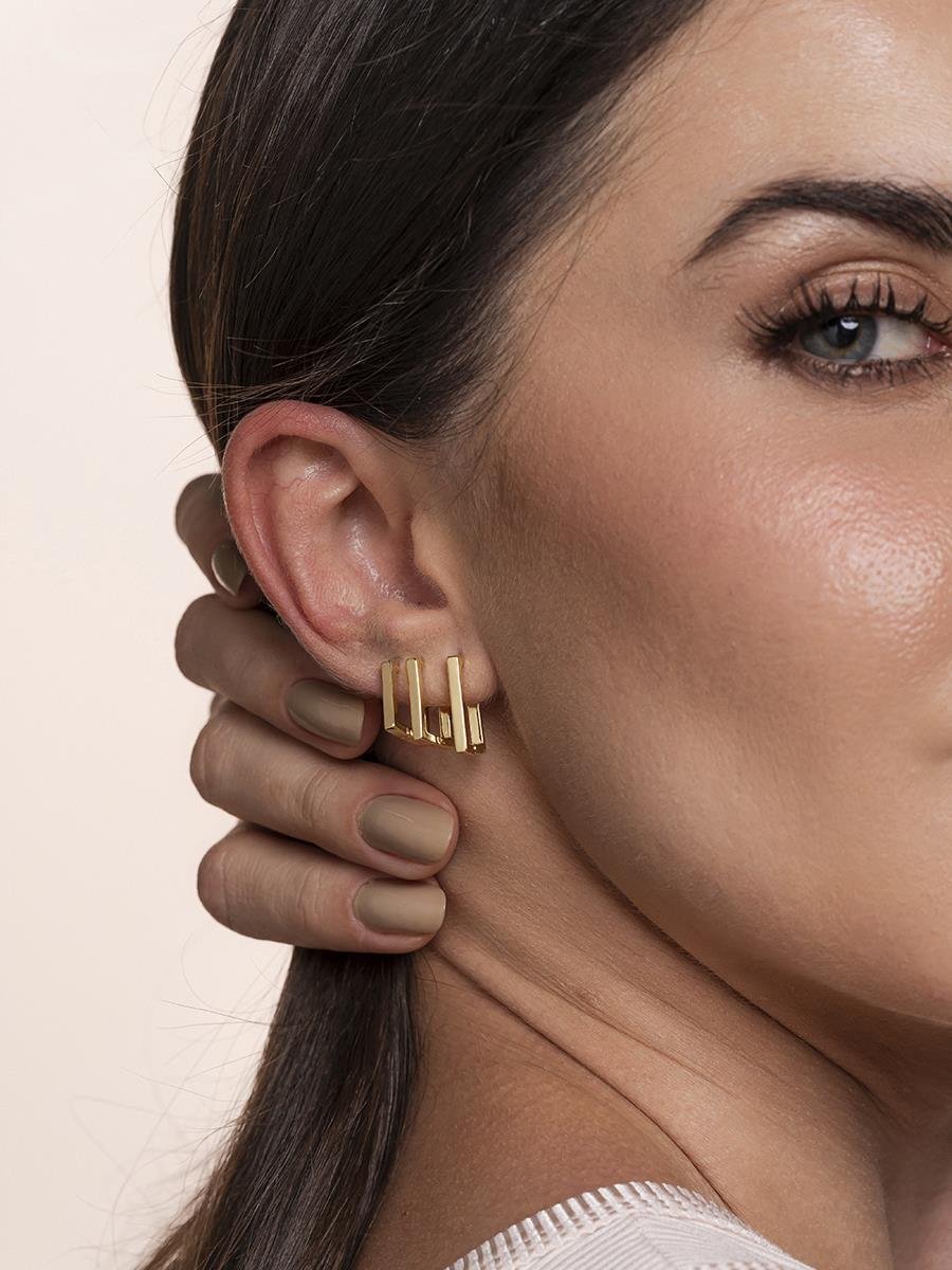 Mix De Brincos Argola Quadrada | Banhado a Ouro