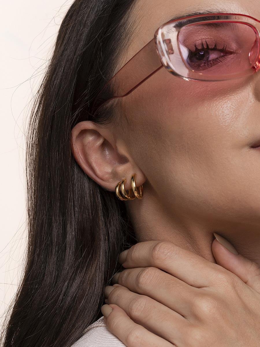 Mix De Brincos Argola Redonda Lisa | Banhado a Ouro