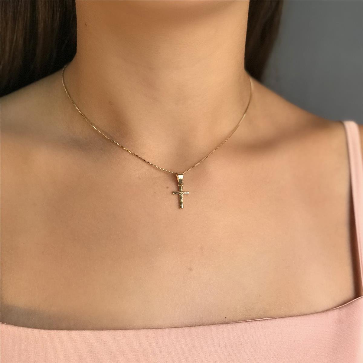 PINGENTE CRUCIFIXO FOLHEADO A OURO P