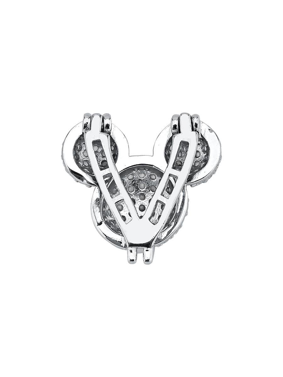 Pingente Mickey Cravejado | Banhado no Ródio Branco