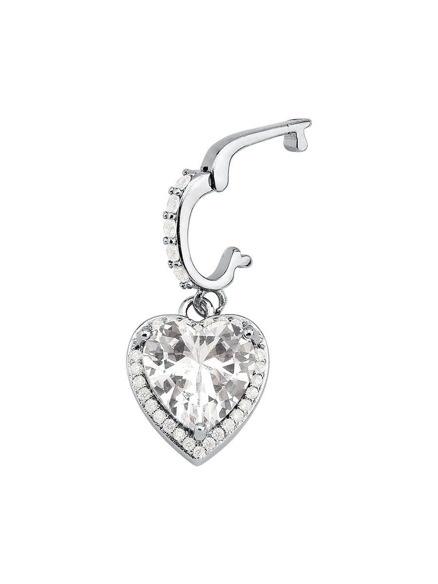 Pingente Coração Cravejado | Banhado a Ródio Branco
