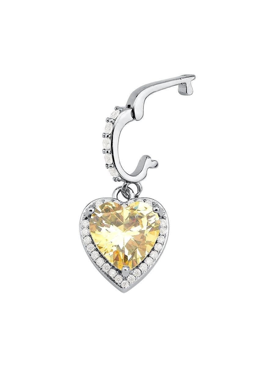 Pingente Coração Amarelo | Banhado a Ródio Branco