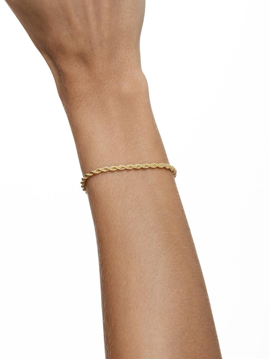 Pulseira Cordão Baiano 3MM 17CM | Banhado a Ouro