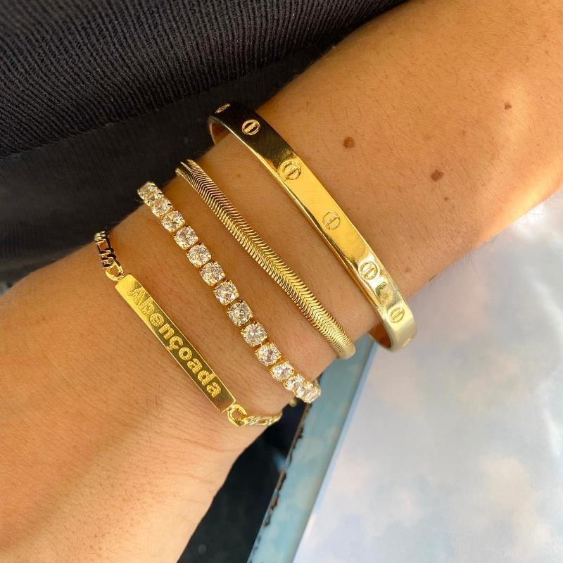 Pulseira Malha Serpente 3 MM | Banhada a Ouro