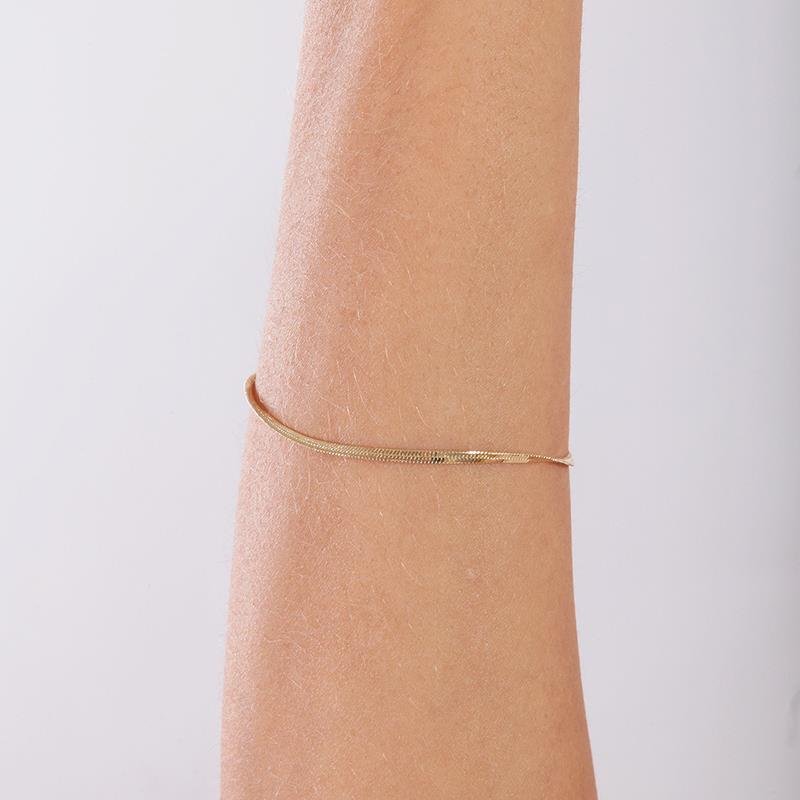 Pulseira Dourada de Malha Fita 2 MM | Banho de Ouro.