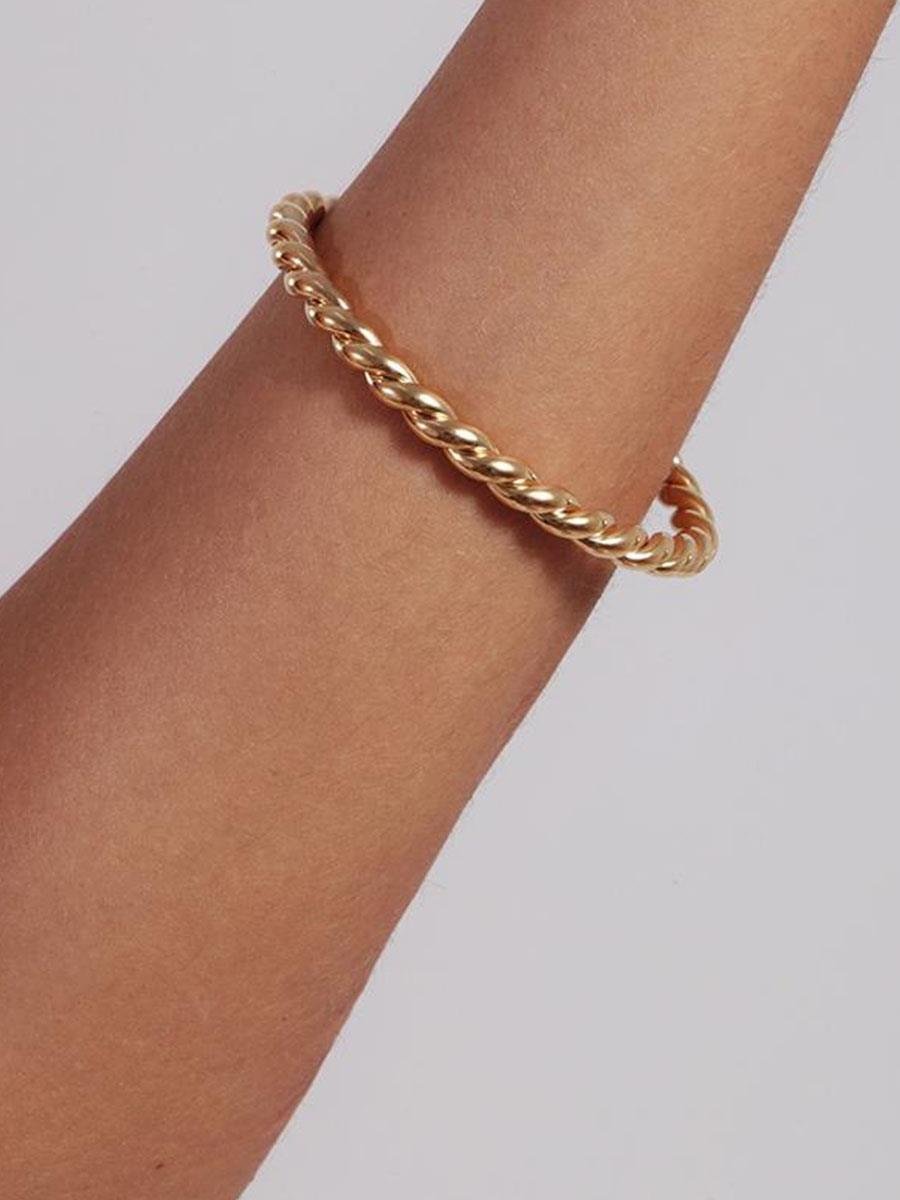 Bracelete Torcido Liso | Banhado a Ouro.