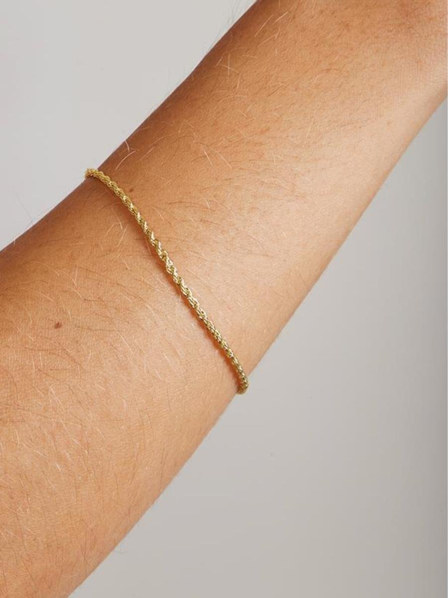 Pulseira Cordão Baiano 17CM 2 MM | Banhado a Ouro.