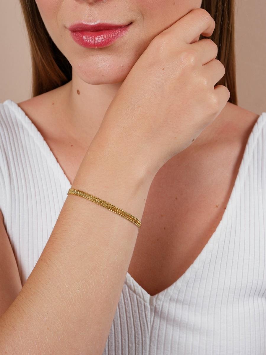 Pulseira de Elo Grumet Duplo| Banhado a Ouro.