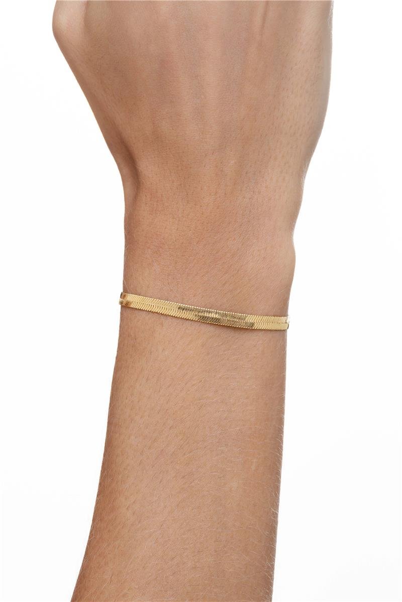 Pulseira Malha Fita 17CM 4MM | Banhado a Ouro