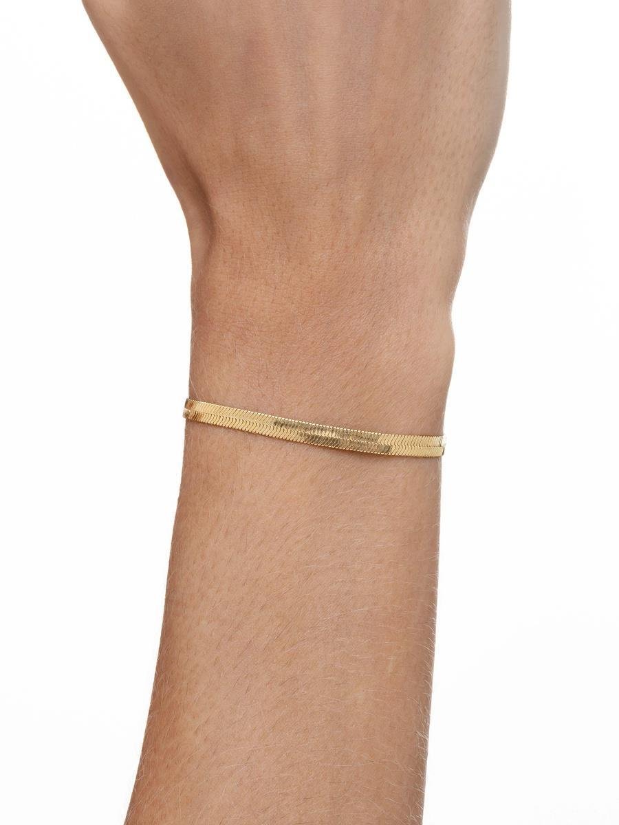 Pulseira Malha Fita 17CM 4MM | Banhado a Ouro.