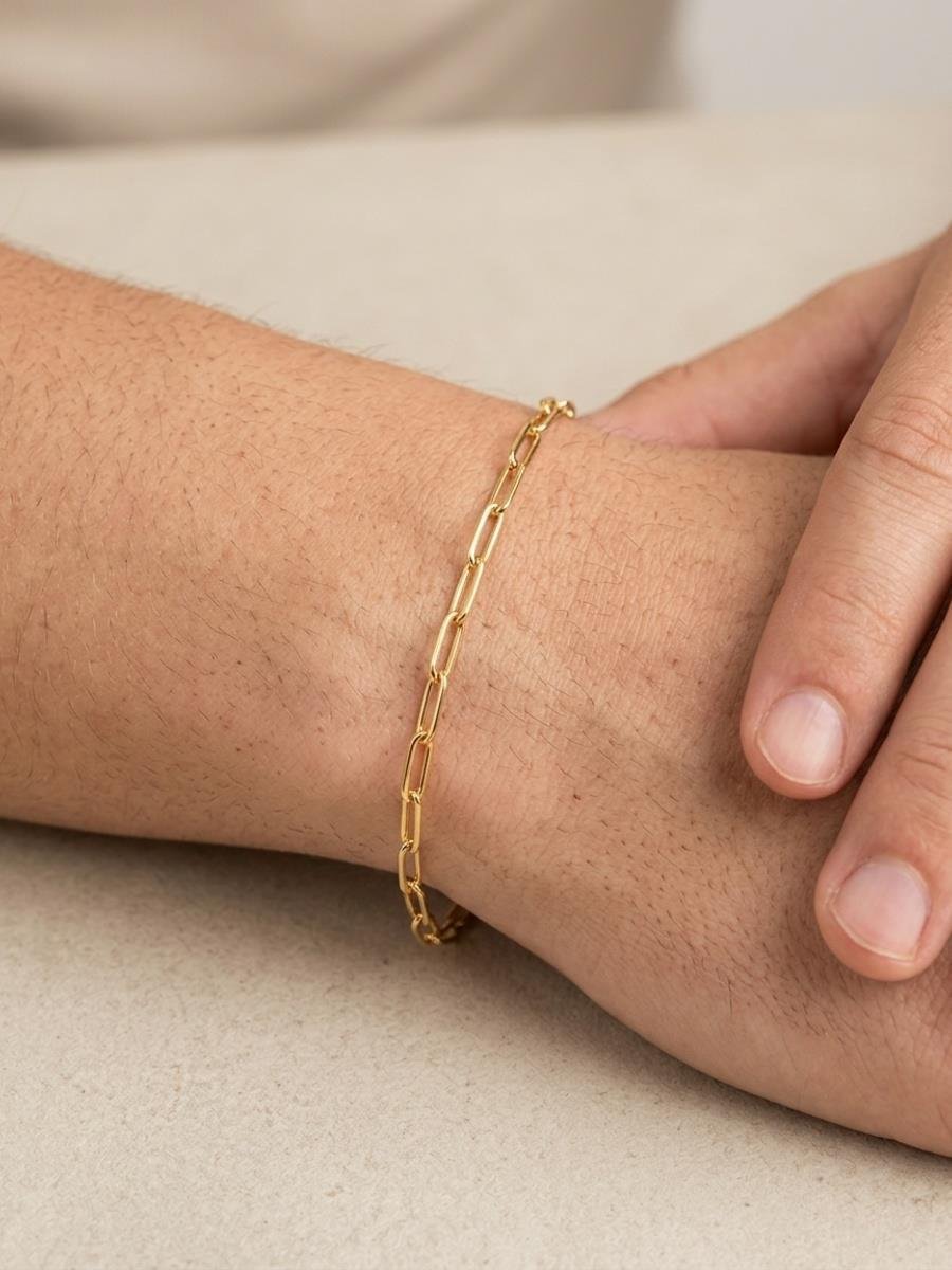 Pulseira Elo Cartier | Masculino | Banhado a Ouro.