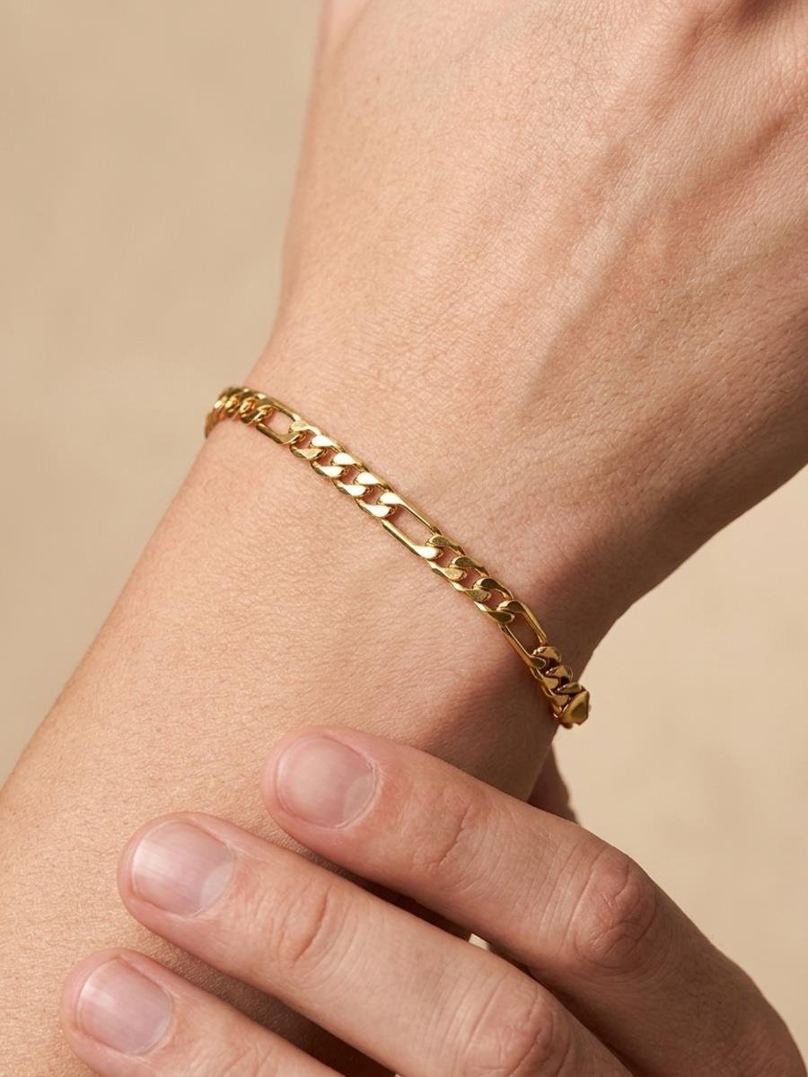 Pulseira Elos Fígaro 4MM | Masculino | Banhado a Ouro.