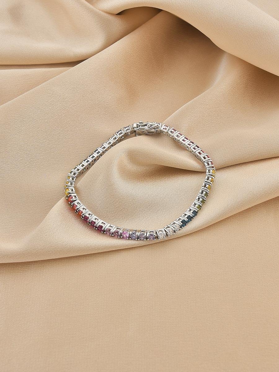 Pulseira Riviera Colorida | Banho de Ródio Branco