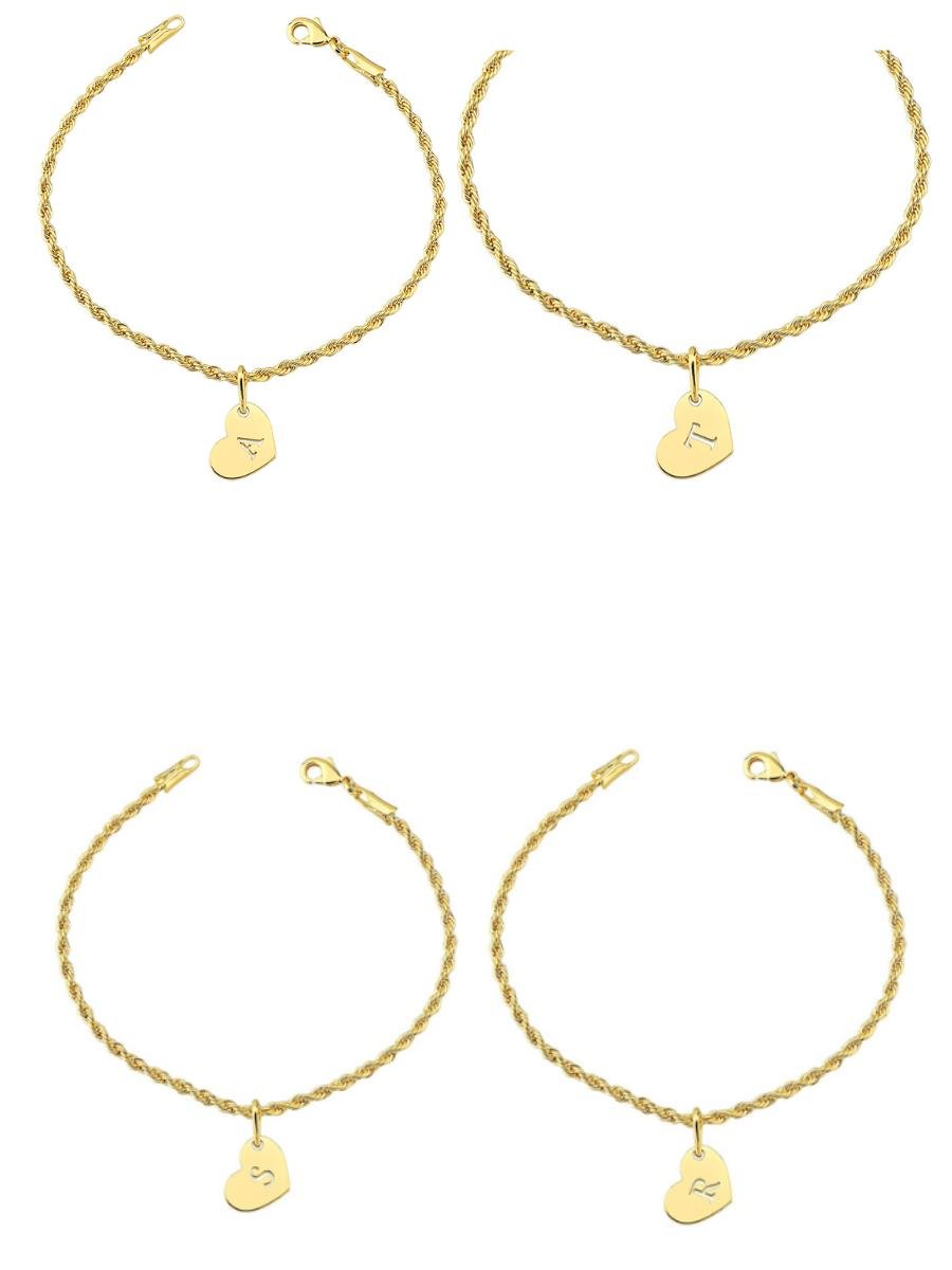 Pulseira Pingente de Coração com Letra