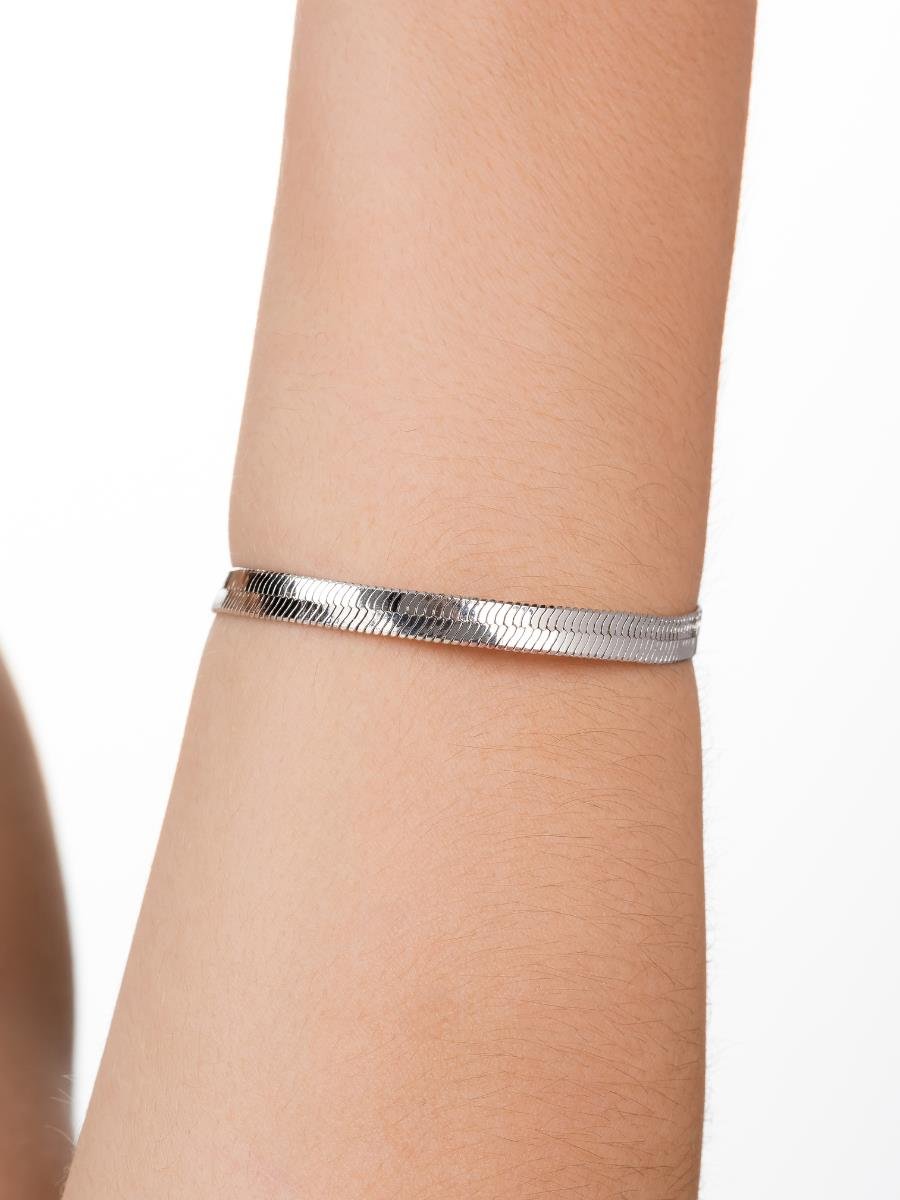 Pulseira Malha Fita | Banho de Ródio Branco