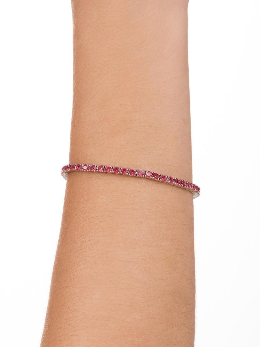 Pulseira Riviera Rubi | Banho de Ródio Branco