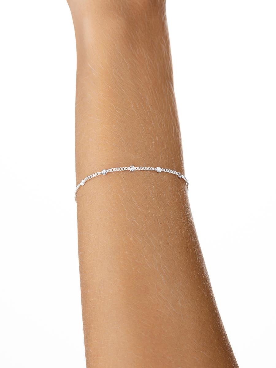 Pulseira Plaquinhas Diamantadas | Banho de Prata