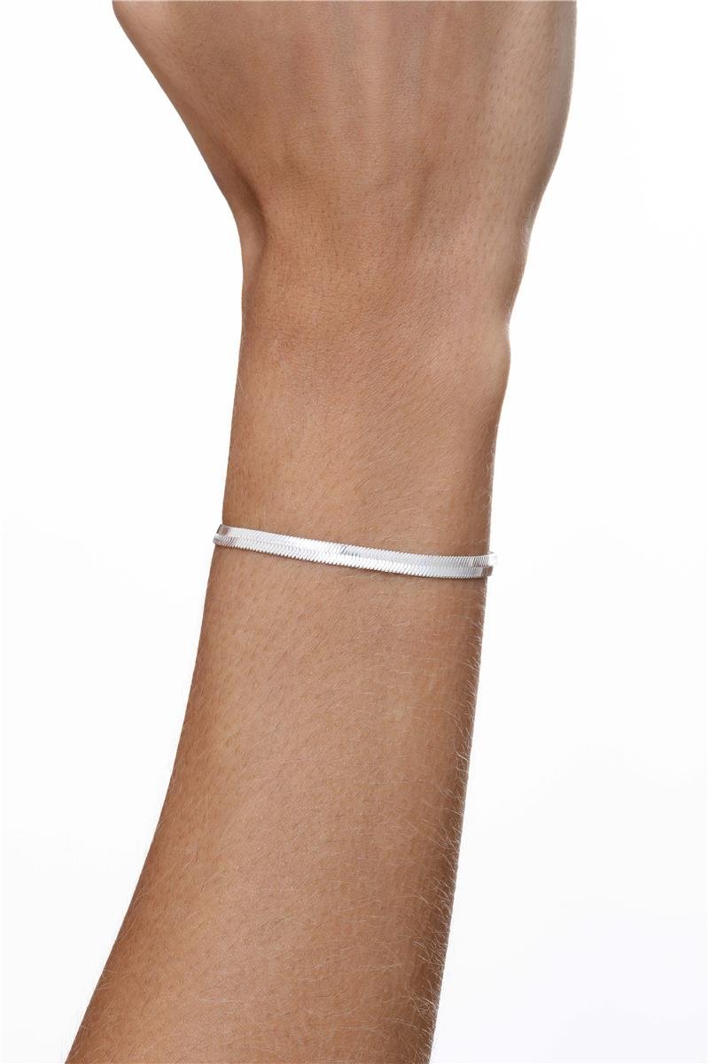 Pulseira Malha Fita 17CM 4 MM l Banho de Prata.