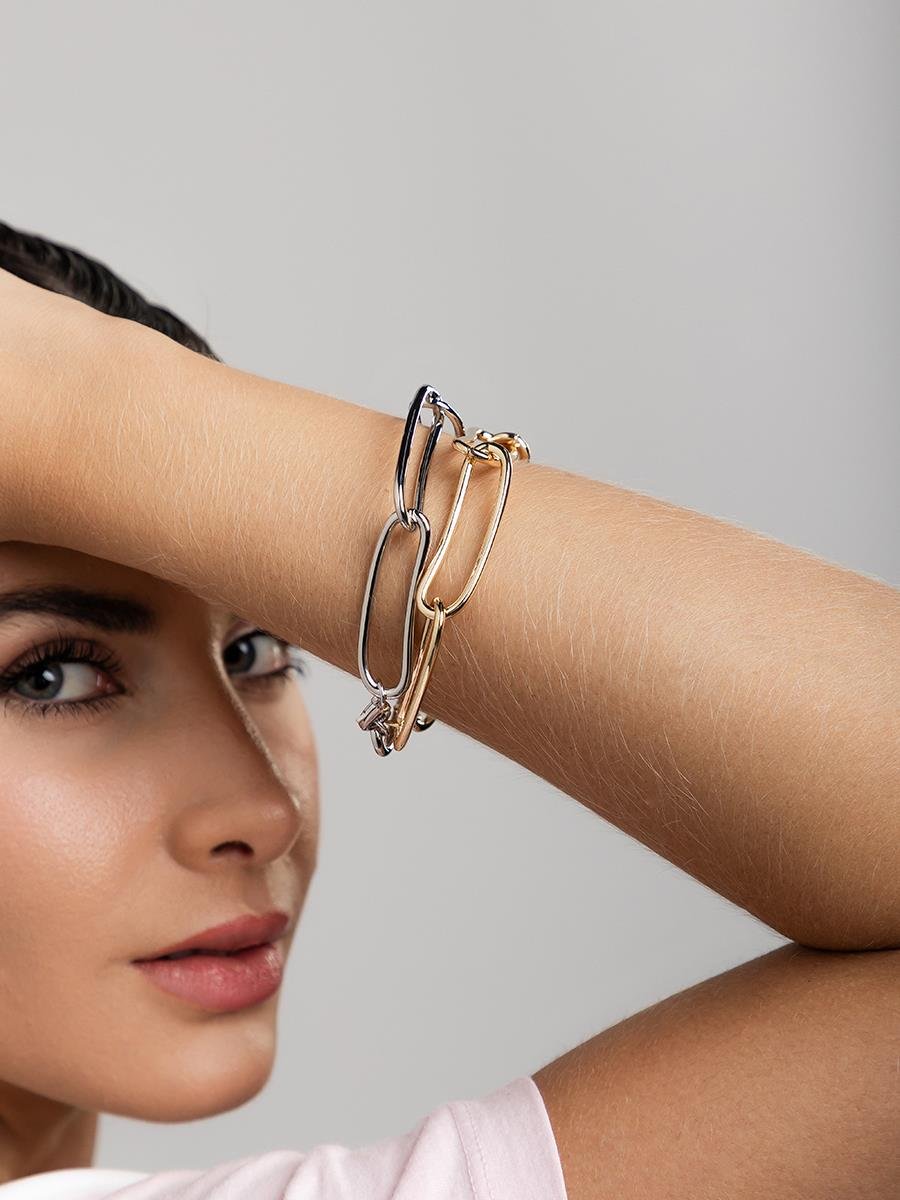 Pulseira de Elo Largo l Banho de Ródio Branco