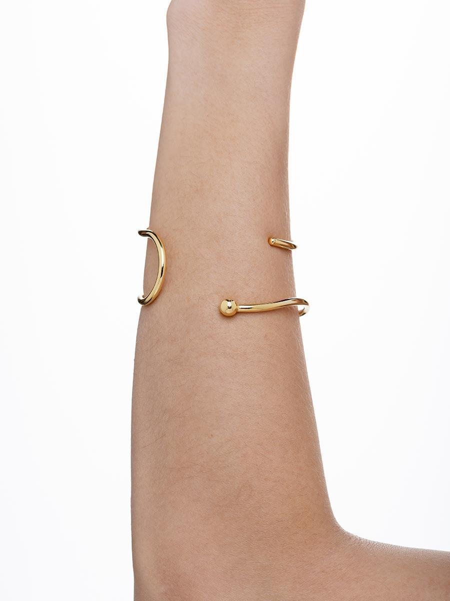 Bracelete Aberto com Esfera | Banhado a Ouro.