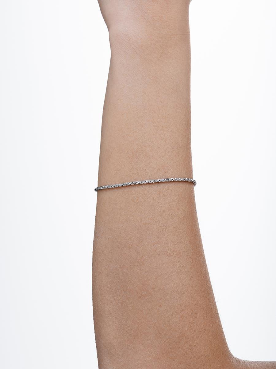 Pulseira Elo Trançado Diamantado | Banhado no Ródio Branco