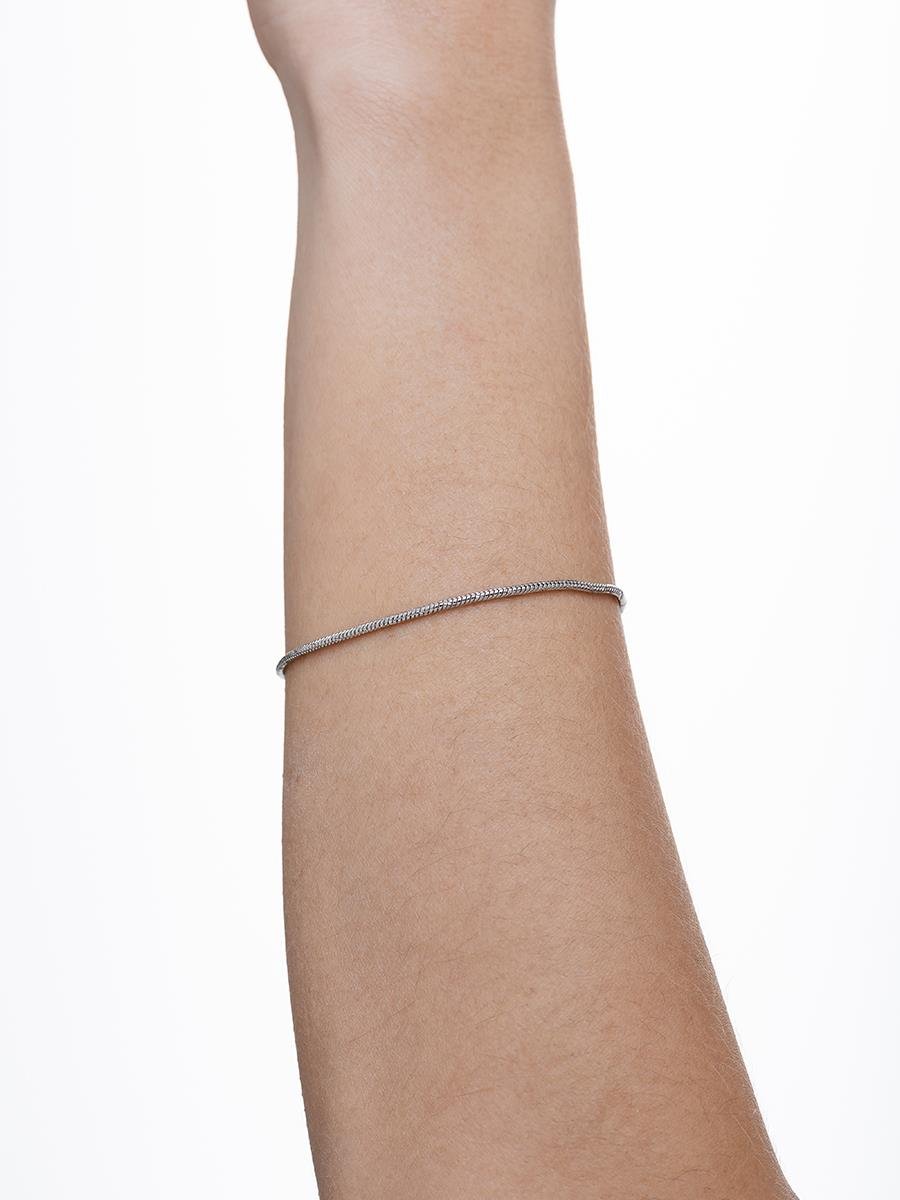 Pulseira Rabo de Rato Diamantado | Banhado no Ródio Branco