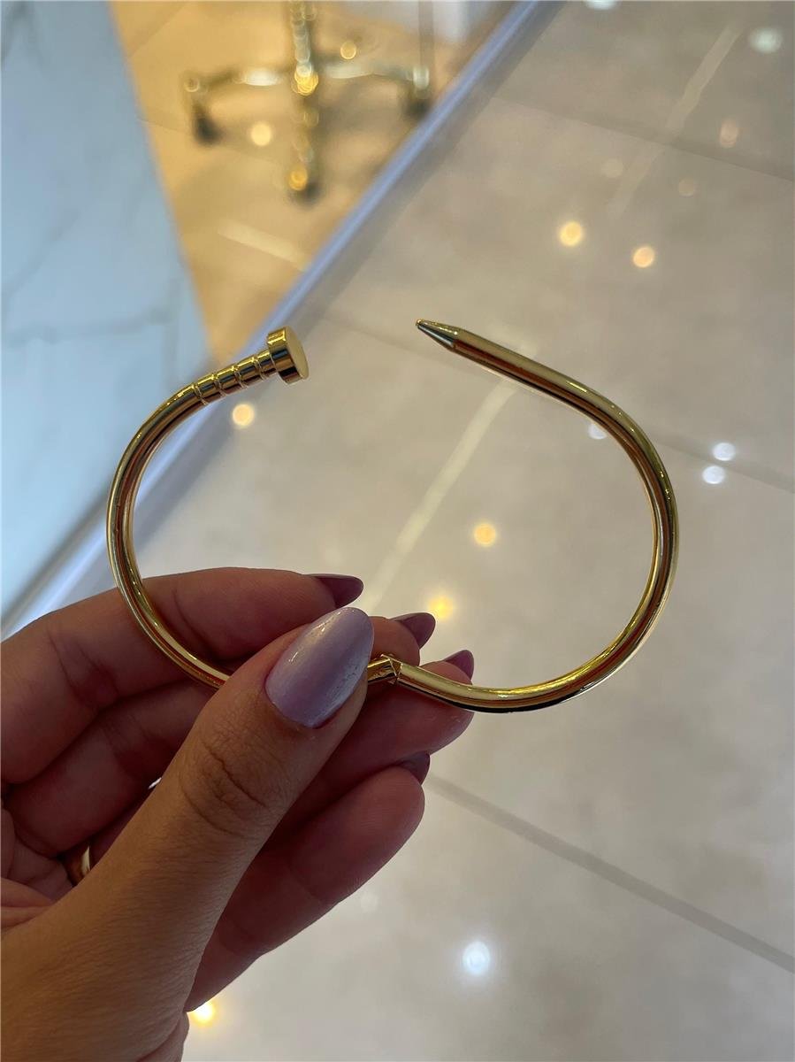 Bracelete Prego Liso | Banhado a Ouro