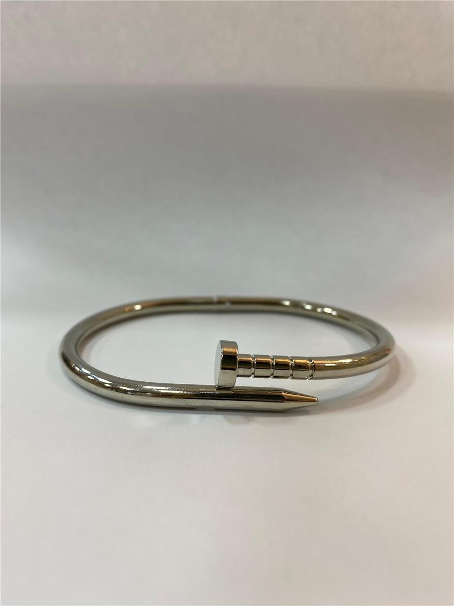 Bracelete Prego Liso | Banhado a Ródio Branco