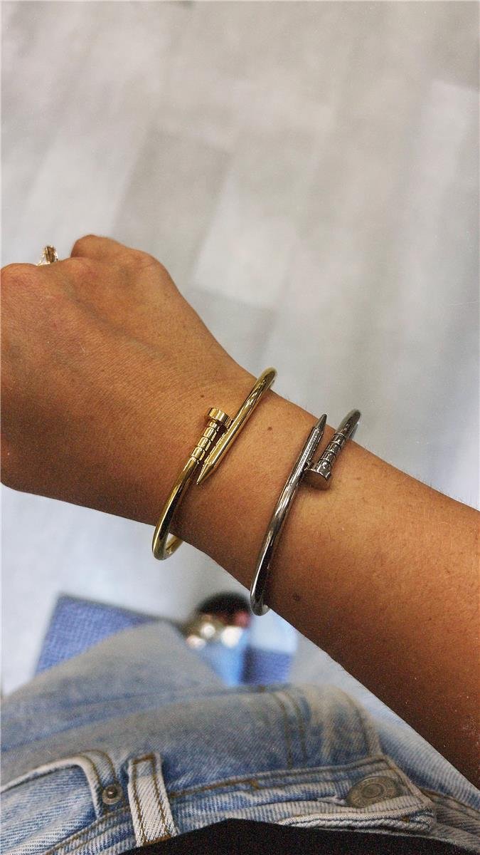 Bracelete Prego Liso | Banhado a Ródio Branco