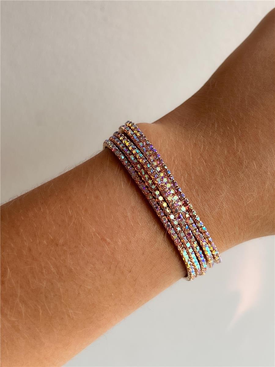 Kit Cinco Pulseiras Cravejada | Banhado no Ouro