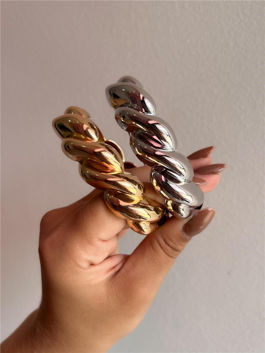 Bracelete Trançado Liso | Banhado a Ouro