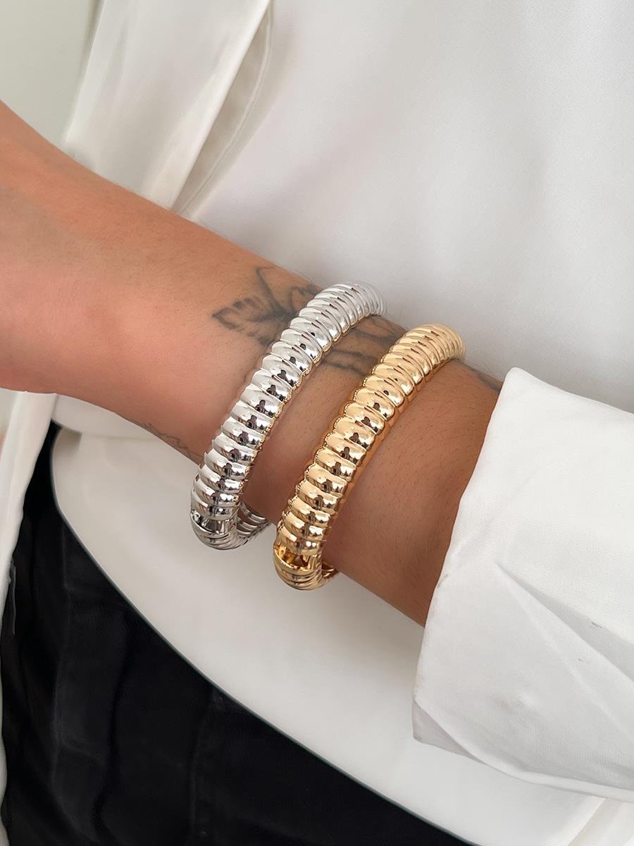 Bracelete Texturizado Liso | Banhado a Ouro