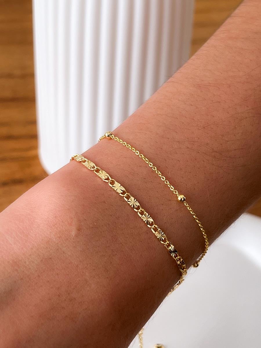 Pulseira de Elo com Bola Lisa | Banhado a Ouro