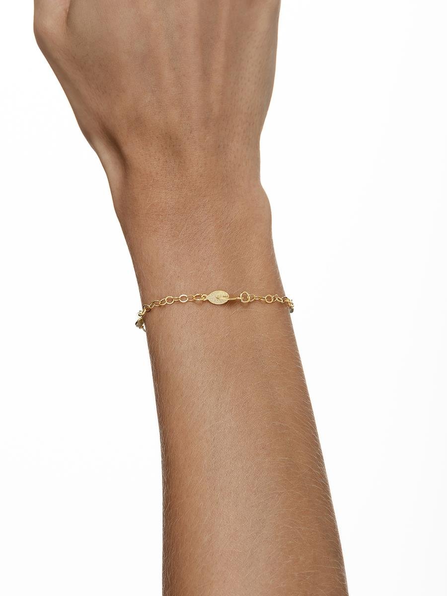 Pulseira de Elo Liso e Diamantado | Banhado a Ouro