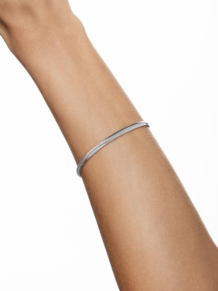 Pulseira Malha Trançada | Banhado no Ródio Branco