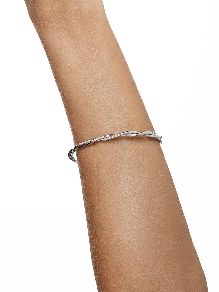 Bracelete Trançado Liso | Banhado no Ródio Branco