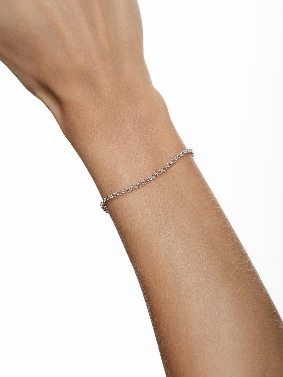 Pulseira de Elo Português 17CM 2.5MM | Banhado no Ródio Branco